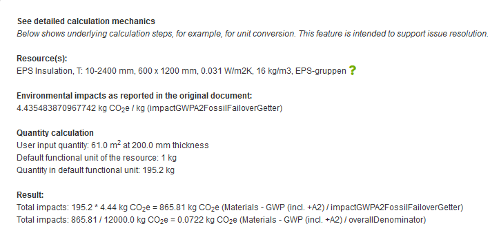 Calculation details discount